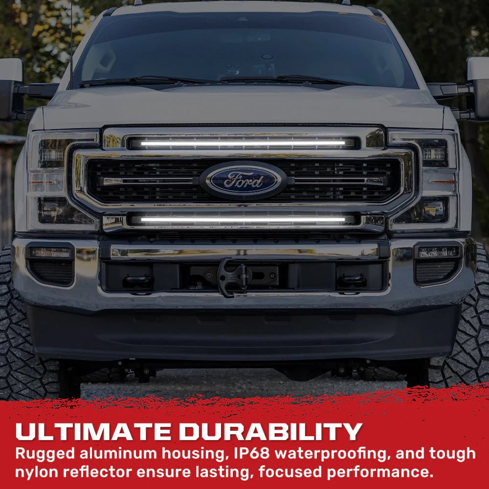 Recon 264438WHBK 37" Aluminum Grille Mount 2-Piece Kit White LED DRL Lights (Smoked) | 2017-2022 Ford F250/F350 Super Duty