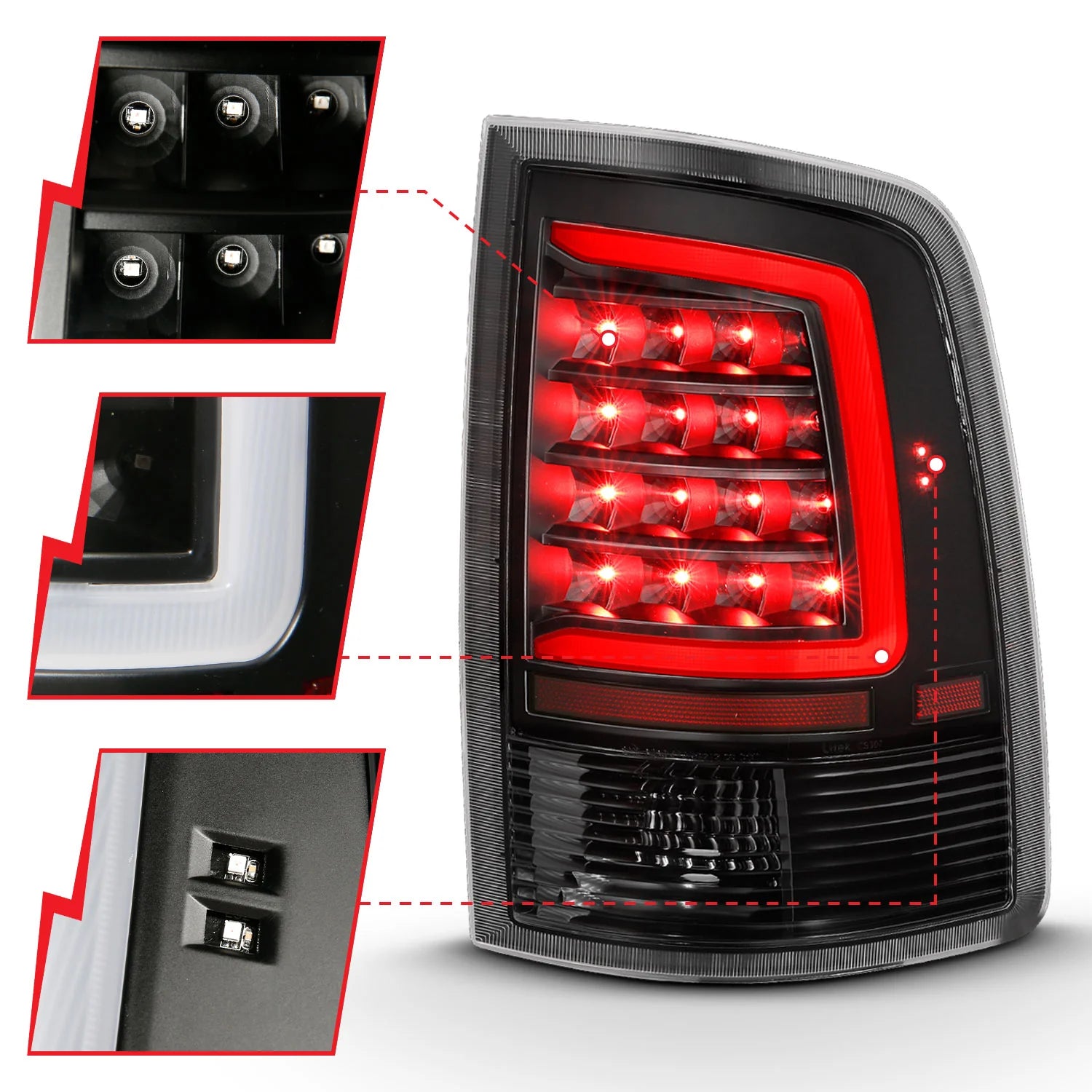 ANZO 311318 Black C Bar LED Tail Lights | 2009-2018 Dodge RAM 2500/3500 6.7L Cummins
