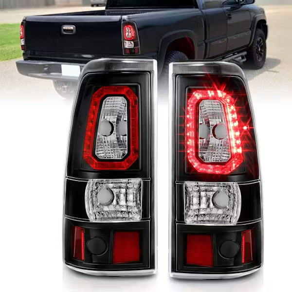 ANZO 311327 Black Clear Bar Style LED Tail Lights | 2003-2007 GM Chevrolet Silverado 2500HD/3500HD