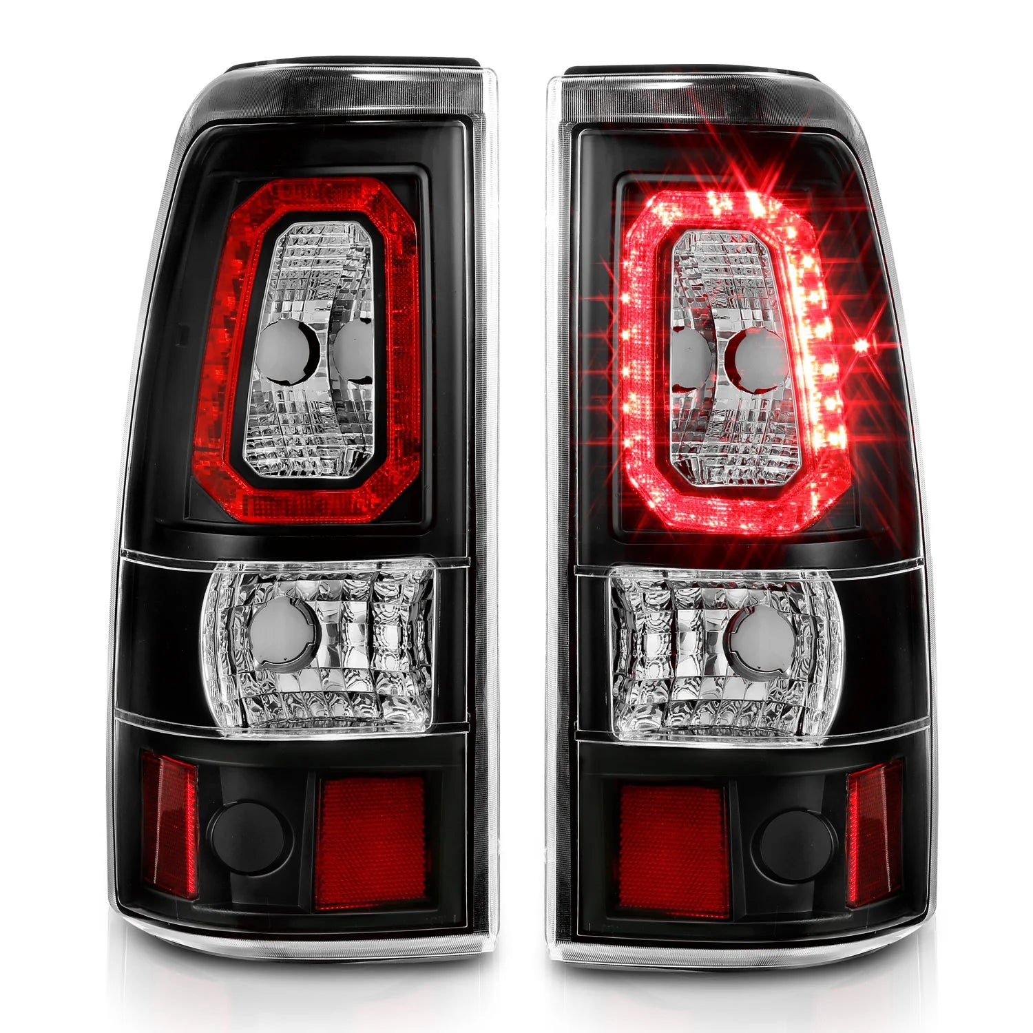 ANZO 311327 Black Clear Bar Style LED Tail Lights | 2003-2007 GM Chevrolet Silverado 2500HD/3500HD
