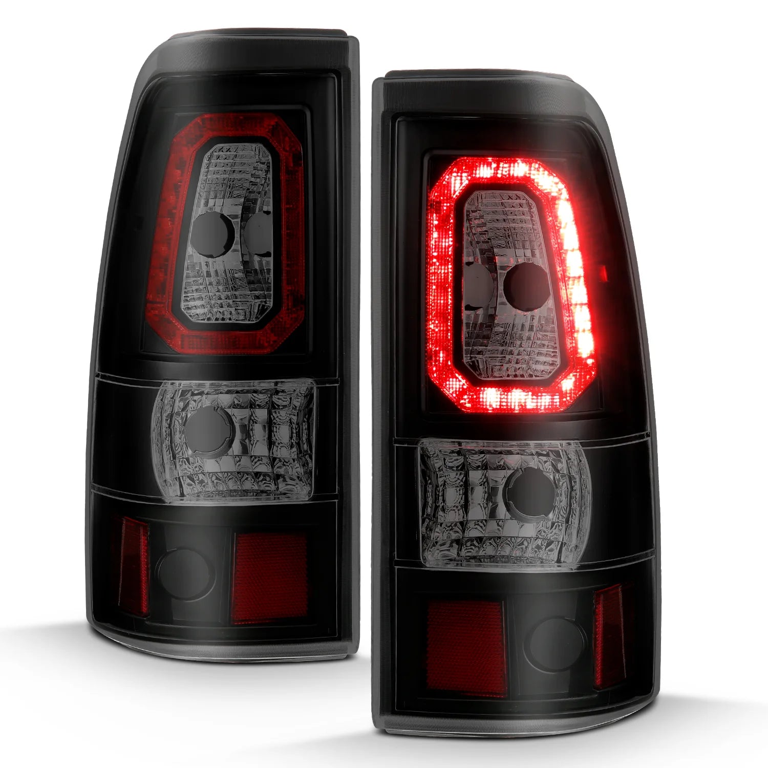 ANZO 311328 Black Smoke Bar Style LED Tail Lights | 2003-2007 GM Chevrolet Silverado 2500HD/3500HD