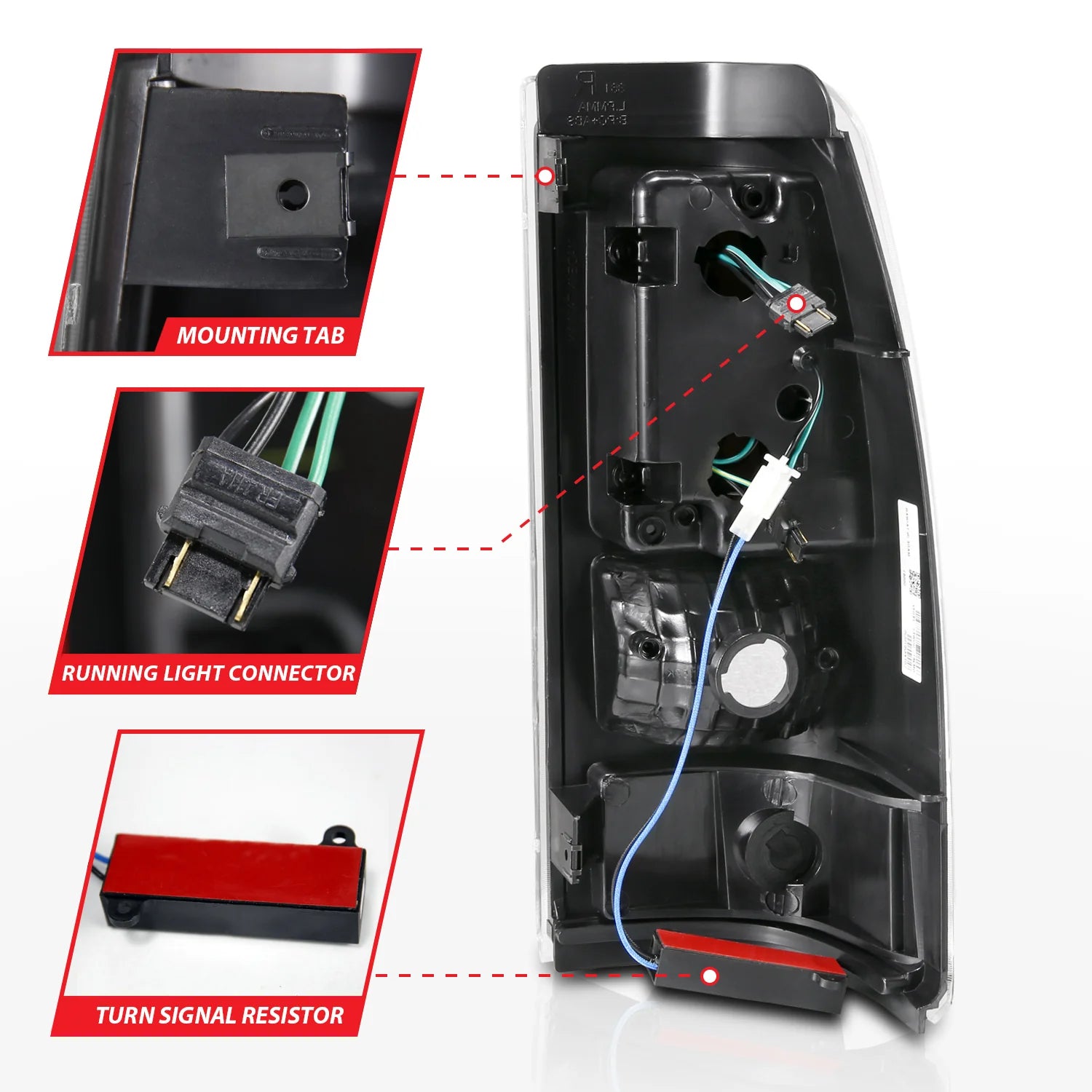 ANZO 311333 Black Clear Plank Style LED Tail Lights | 2003-2007 GM Chevrolet Silverado 2500HD/3500HD