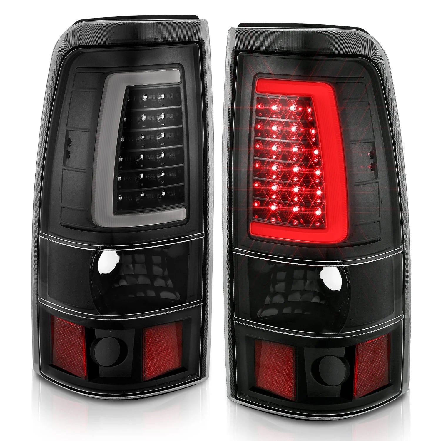 ANZO 311333 Black Clear Plank Style LED Tail Lights | 2003-2007 GM Chevrolet Silverado 2500HD/3500HD
