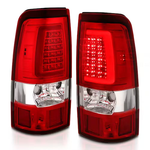 ANZO 311335 Chrome Red Plank Style LED Tail Lights | 2003-2007 GM Chevrolet Silverado 2500HD/3500HD