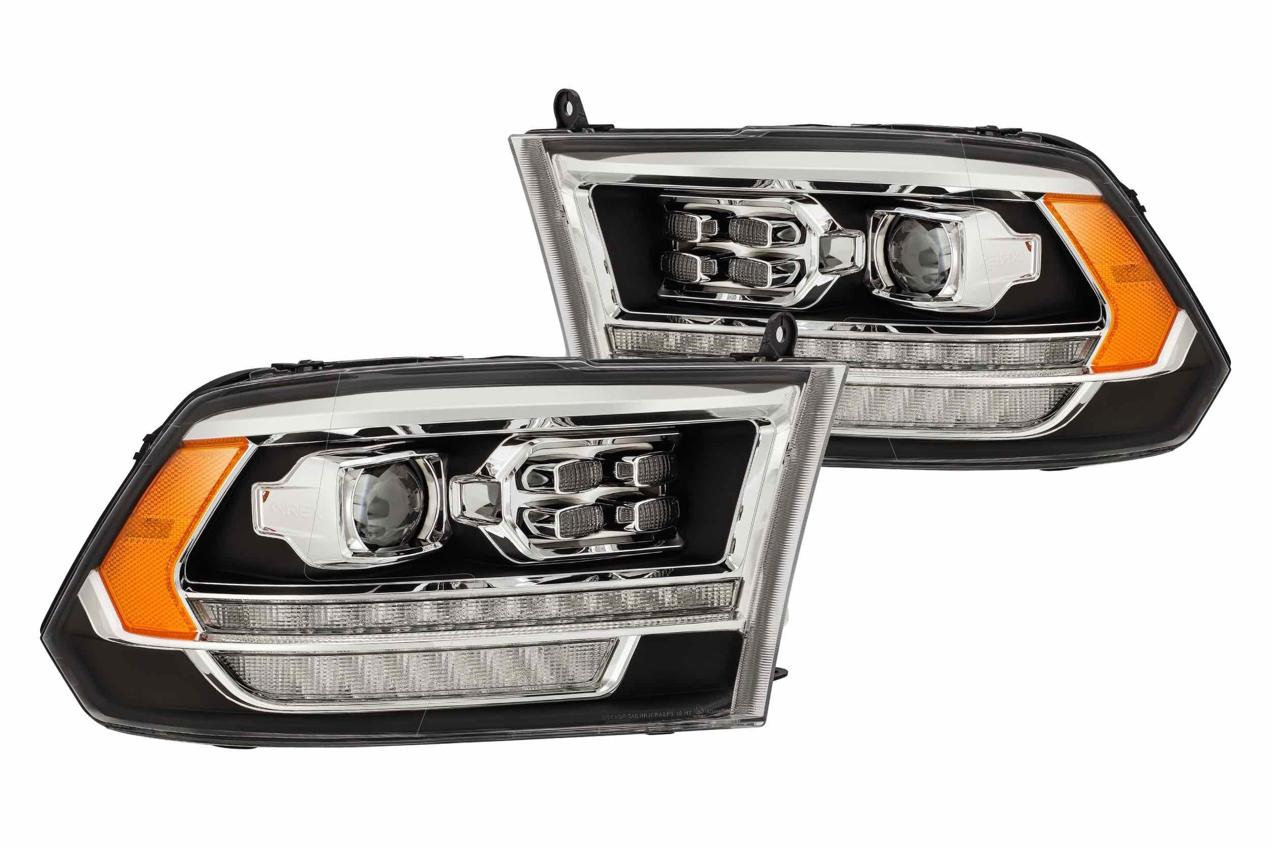 AlphaRex 880524 PRO Halogen HD Look Alpha Black Headlights | 2009-2018 Dodge RAM 1500/2010-2018 Dodge RAM 2500/3500