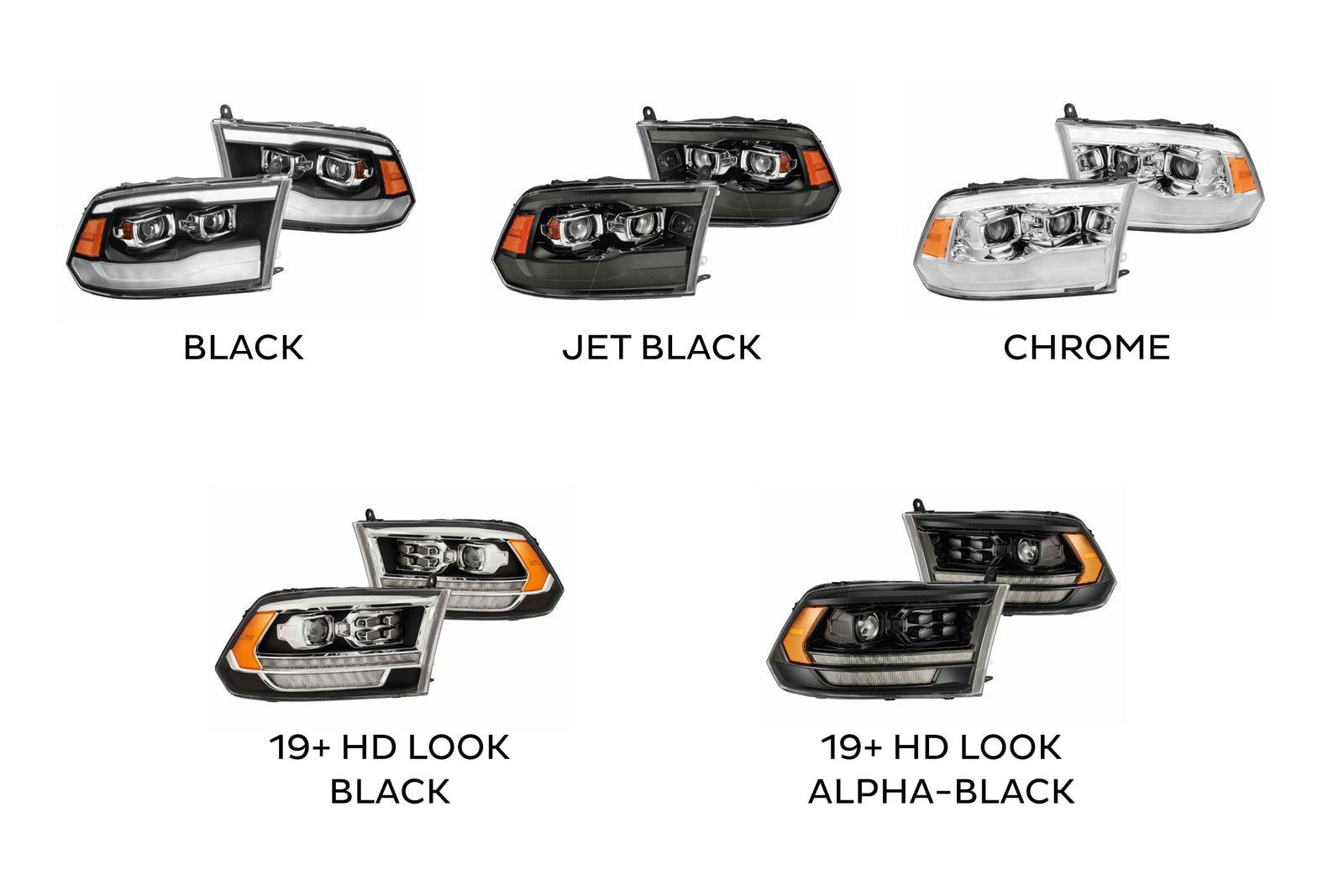 AlphaRex 880524 PRO Halogen HD Look Alpha Black Headlights | 2009-2018 Dodge RAM 1500/2010-2018 Dodge RAM 2500/3500
