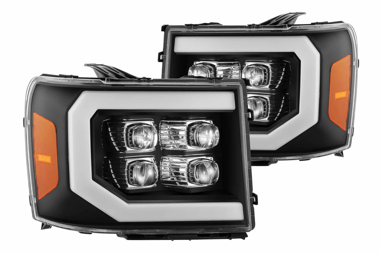 AlphaRex 880608 NOVA Series Jet Black LED Headlights | 2007-2013 Sierra 1500/2500HD/3500HD