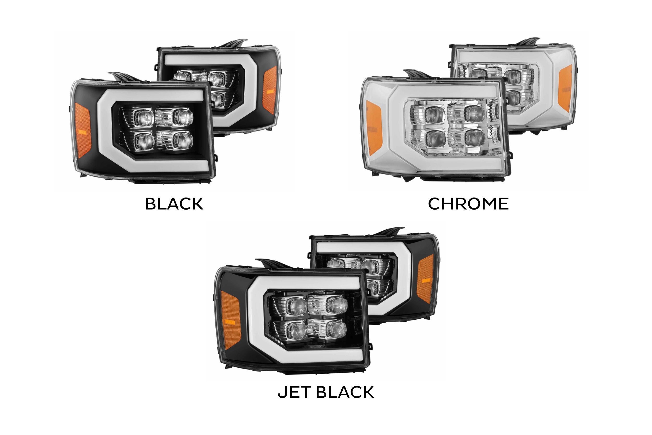 AlphaRex 880608 NOVA Series Jet Black LED Headlights | 2007-2013 Sierra 1500/2500HD/3500HD
