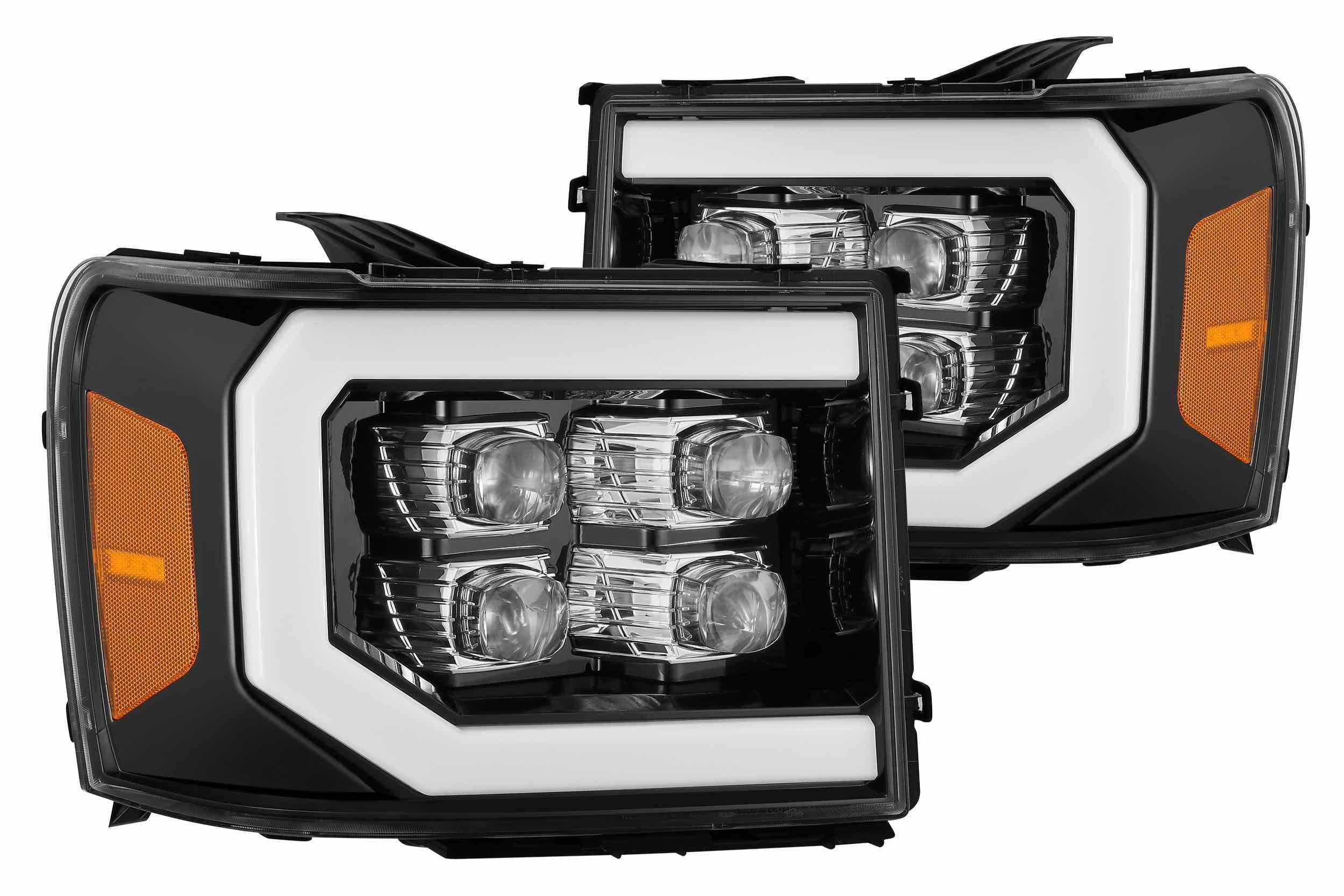 AlphaRex 880608 NOVA Series Jet Black LED Headlights | 2007-2013 Sierra 1500/2500HD/3500HD