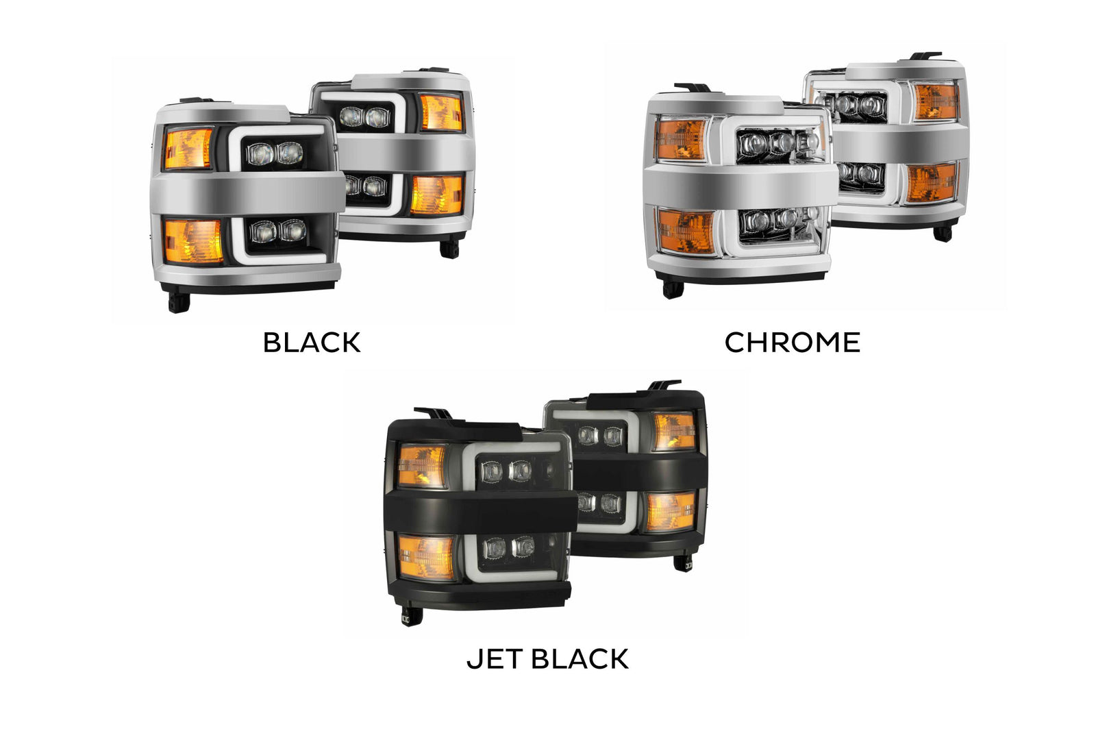 AlphaRex 880229 NOVA LED Jet Black with Chrome Grille Headlights | 2015-2019 Silverado 2500HD/3500HD