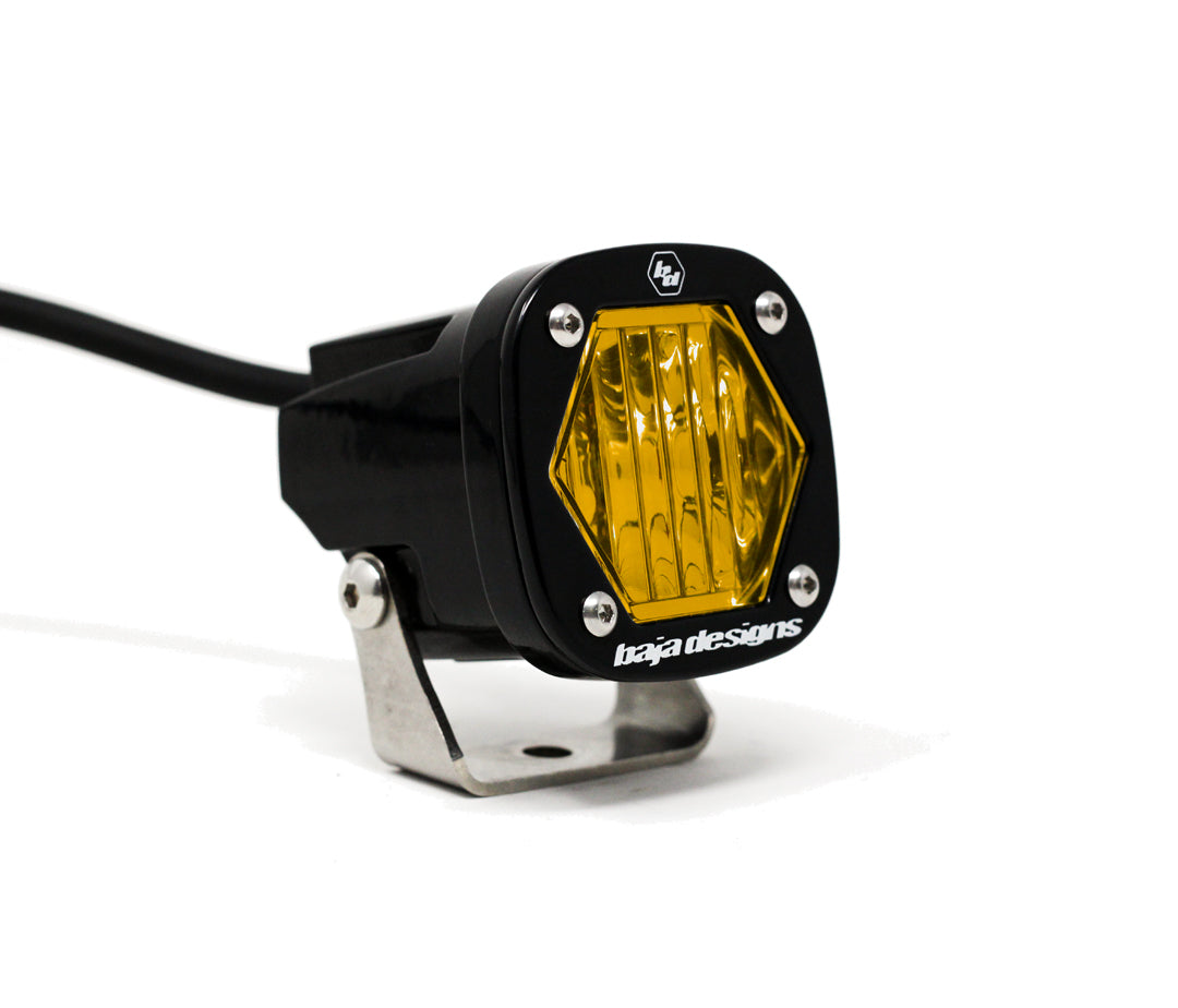 Baja Designs 380015 S1 Amber Wide Cornering LED Light with Mounting Bracket Single | Universal