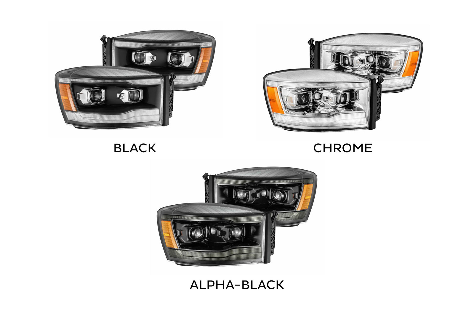 AlphaRex 880535 LUXX Black LED Headlights | 2006-2008 Dodge RAM 1500/2500/3500