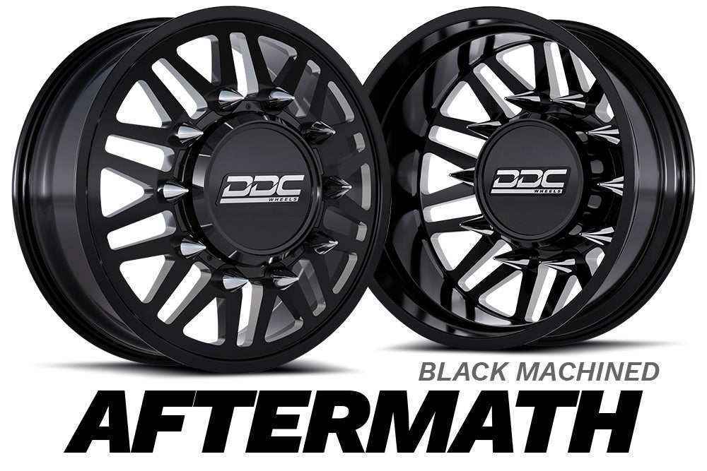 DDC Wheels 210-22-01BM-A Aftermath Black/Milled 22X8.25 8X210 Dually Wheel Set | 2011-2023 GM Silverado/Sierra 3500HD