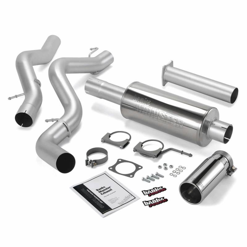 Banks 48634 Monster Single Exhaust with Chrome Tip | 2002-2005 GM Silverado/Sierra 2500HD/3500HD 6.6L Duramax Crew with Extended Cab