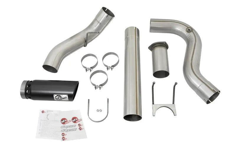aFe 49-03090-B Atlas 5 inch Aluminized Steel DPF-Back Exhaust System (Black Tip) | 2017-2025 Ford F250/F350 Super Duty 6.7L Powerstroke