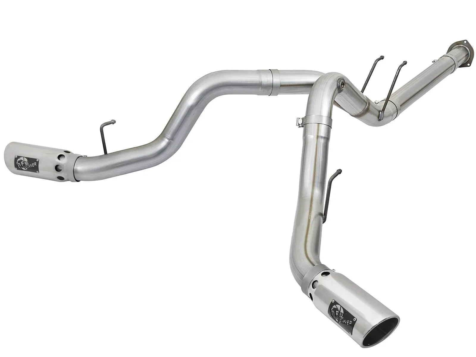 aFe 49-03092-P Atlas 4 inch Aluminized Steel DPF-Back Exhaust System (Polished Tips) | 2017-2025 Ford F250/F350 Super Duty 6.7L Powerstroke