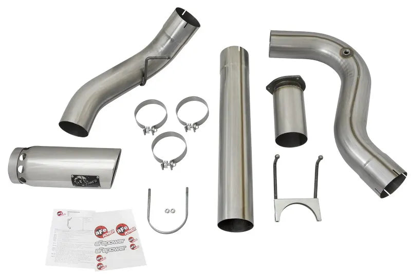 aFe 49-43090-P Large Bore-HD 5 inch 409 Stainless Steel DPF-Back Exhaust System W/ Polished Tip | 2017-2025 Ford F250/F350 Super Duty 6.7L Powerstroke