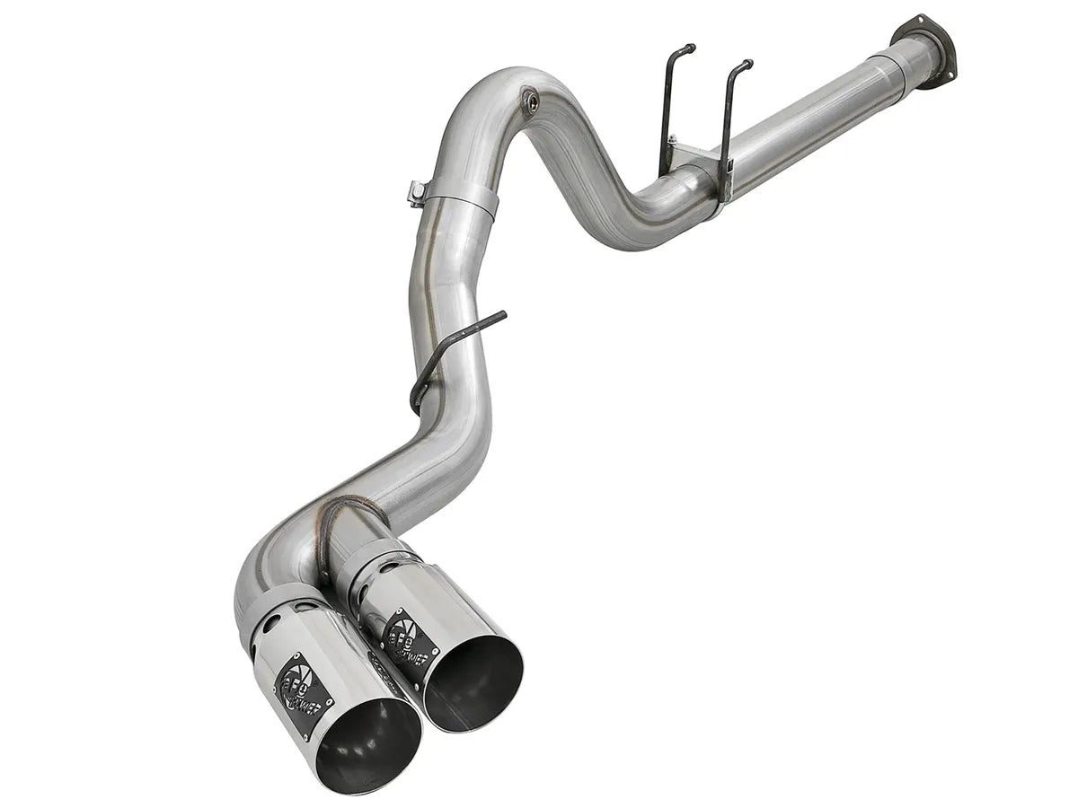 aFe 49-43102-P Rebel 4 inch Stainless Steel DPF-Back Exhaust System (Dual Polished Tips) | 2017-2025 Ford F250/F350 Super Duty 6.7L Powerstroke