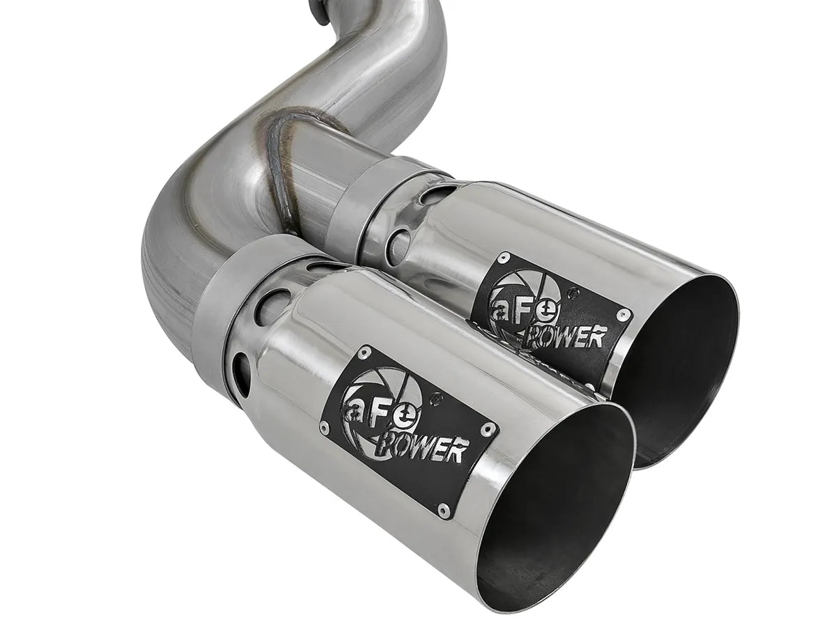 aFe 49-43102-P Rebel 4 inch Stainless Steel DPF-Back Exhaust System (Dual Polished Tips) | 2017-2025 Ford F250/F350 Super Duty 6.7L Powerstroke