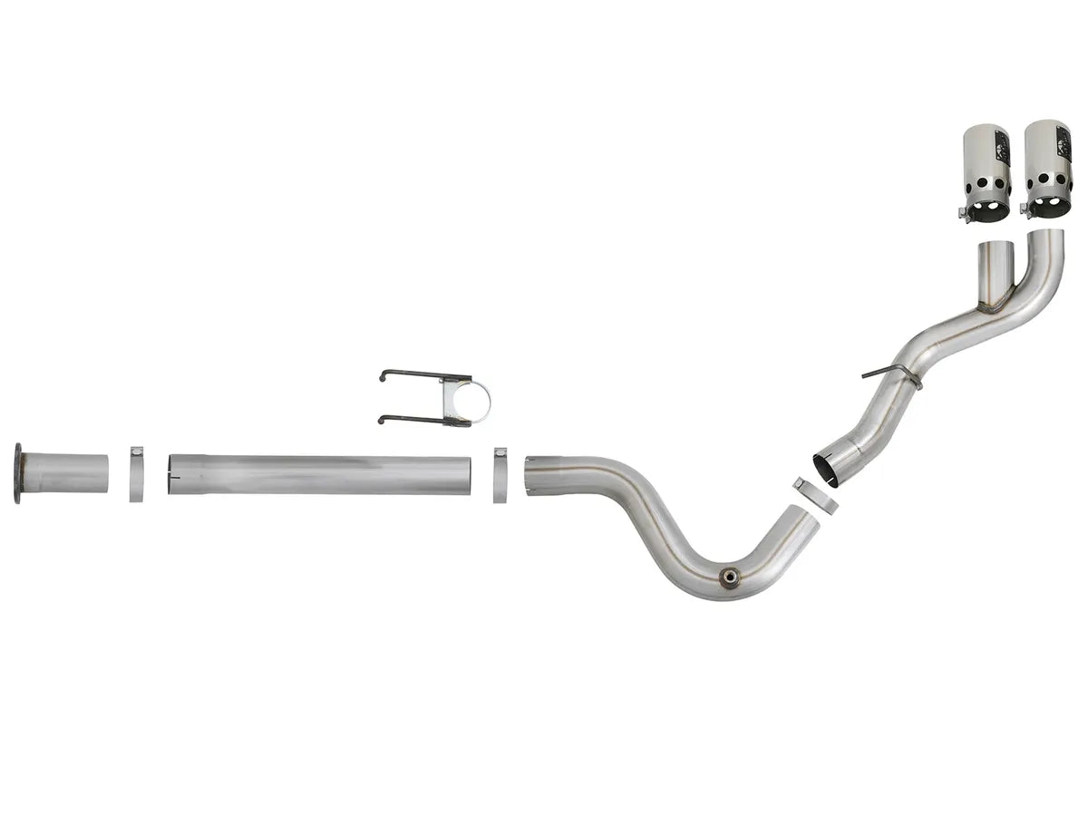 aFe 49-43102-P Rebel 4 inch Stainless Steel DPF-Back Exhaust System (Dual Polished Tips) | 2017-2025 Ford F250/F350 Super Duty 6.7L Powerstroke