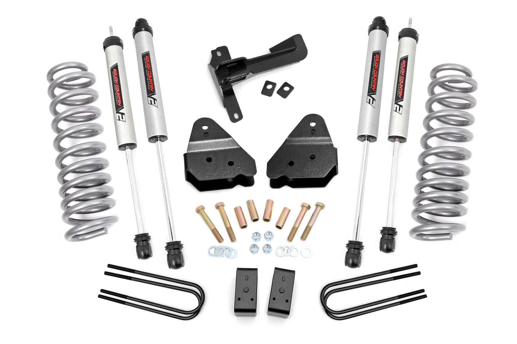 Rough Country 50271 3 inch Coil Spring Lift Kit with V2 Monotube Shocks | 2017-2022 Ford F250 6.7L Powerstroke