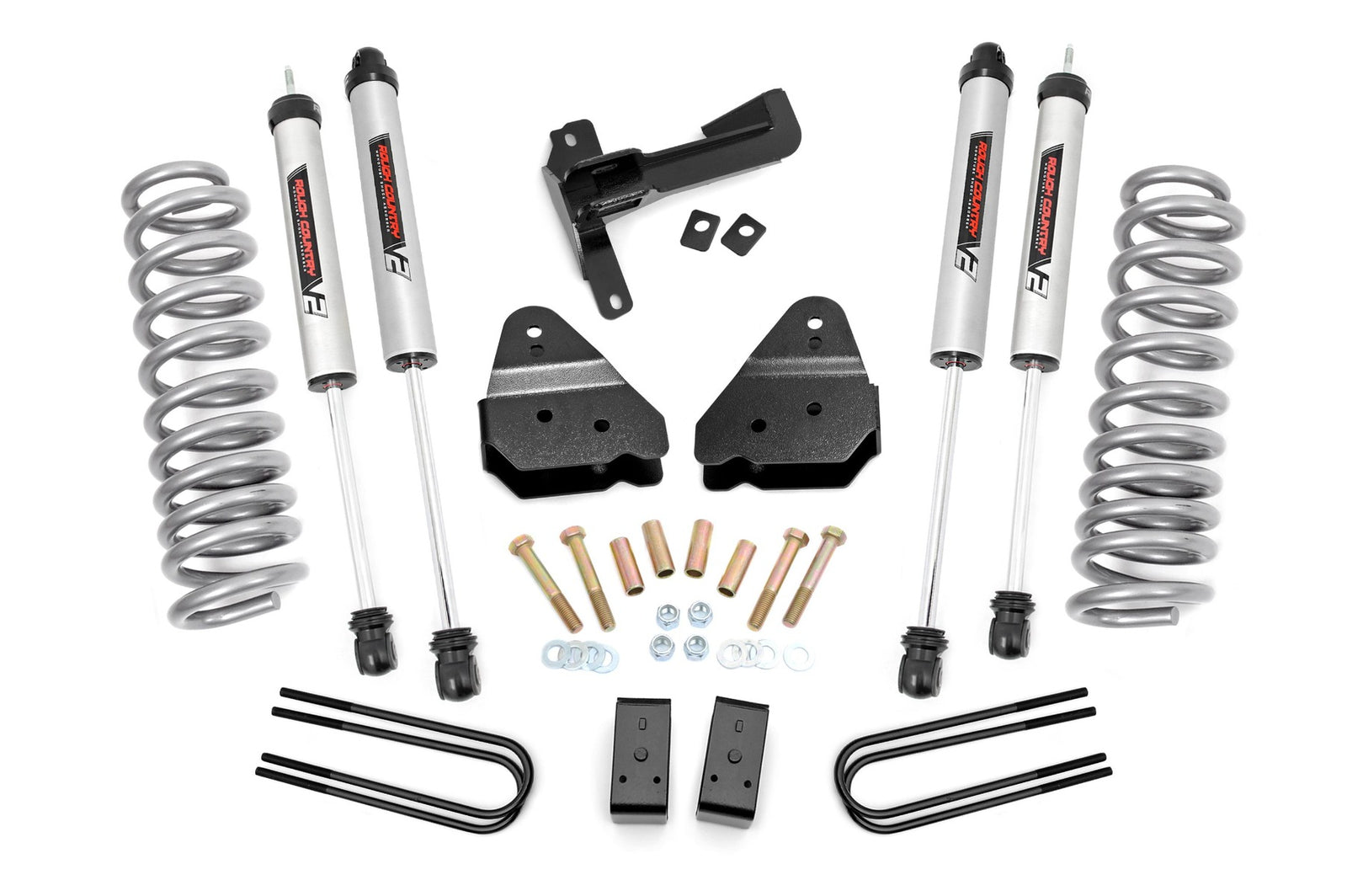 Rough Country 50271 3 inch Coil Spring Lift Kit with V2 Monotube Shocks | 2017-2022 Ford F250 6.7L Powerstroke