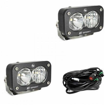 Baja Designs 547803 Clear Lens Driving/Combo Black LED Light Pods S2 Sport Pair | Universal