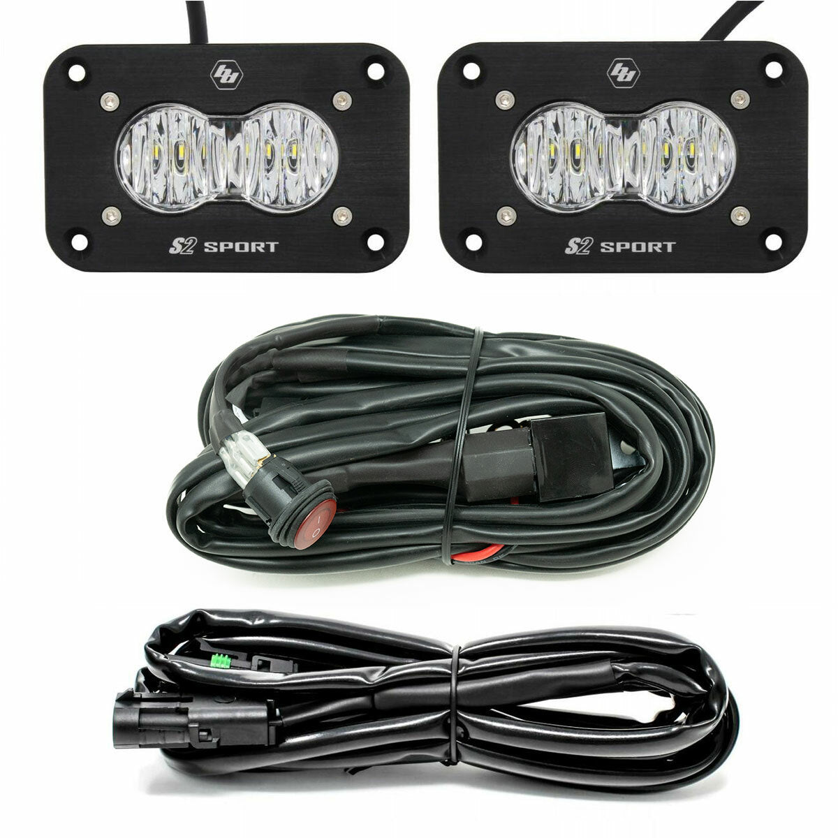 Baja Designs 547807 Clear Lens Wide/Cornering Flush Mount LED Light Pod Reverse Kit S2 Sport | Universal