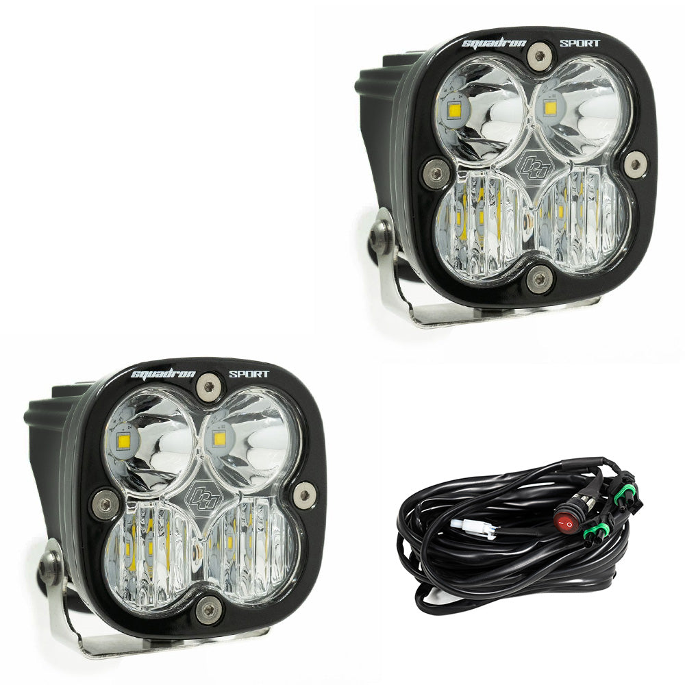 Baja Designs 557803 Clear Lens Driving/Combo Black LED Light Pods Squadron Sport Pair | Universal