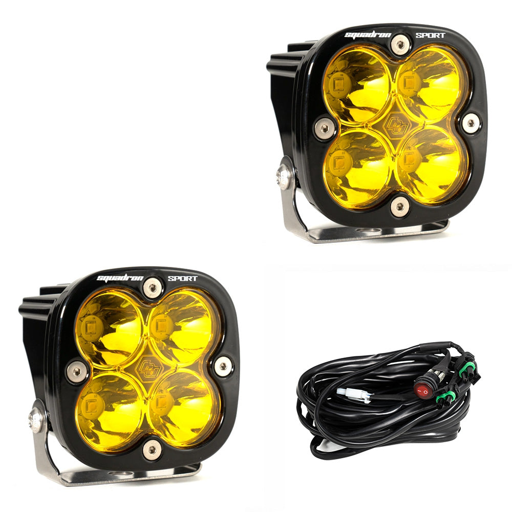 Baja Designs 557811 Amber Lens Spot Black LED Light Pods Squadron Sport Pair | Universal