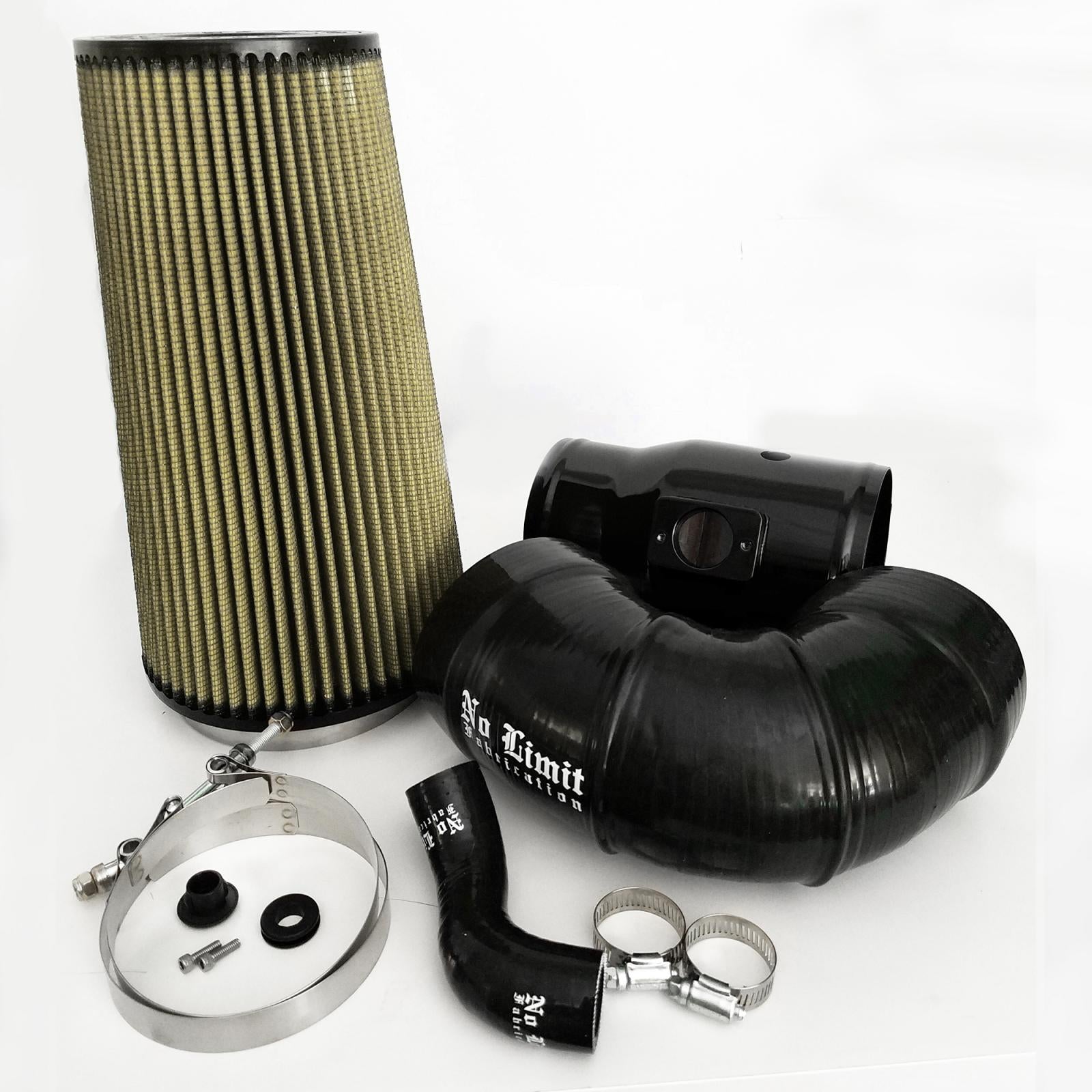 No Limit Fab 64CAIBP5 Black Cold Air Intake with PG7 Filter for Mod Turbo 5 inch Inlet | 2008-2010 Ford F250/F350 6.4L Powerstroke