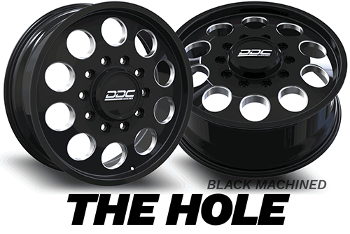 DDC Wheels 03BM-225-08-12 The Hole Black/Milled 20X8.25 10X225 Dually Wheel Set | 2005-2010 F350 / 15-23 F450 & 08-23 Dodge RAM 3500