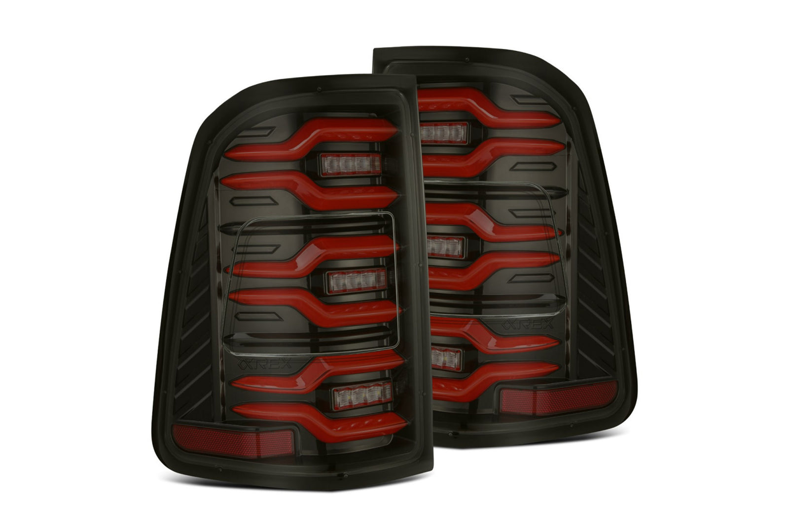 AlphaRex 640050 LUXX Series Black/Red LED Tail Lights | 2019-2022 RAM 1500