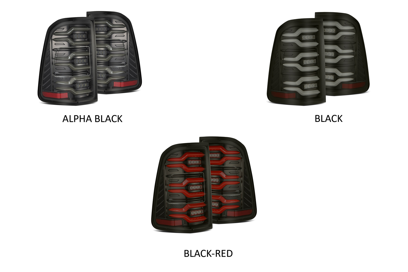 AlphaRex 640050 LUXX Series Black/Red LED Tail Lights | 2019-2022 RAM 1500
