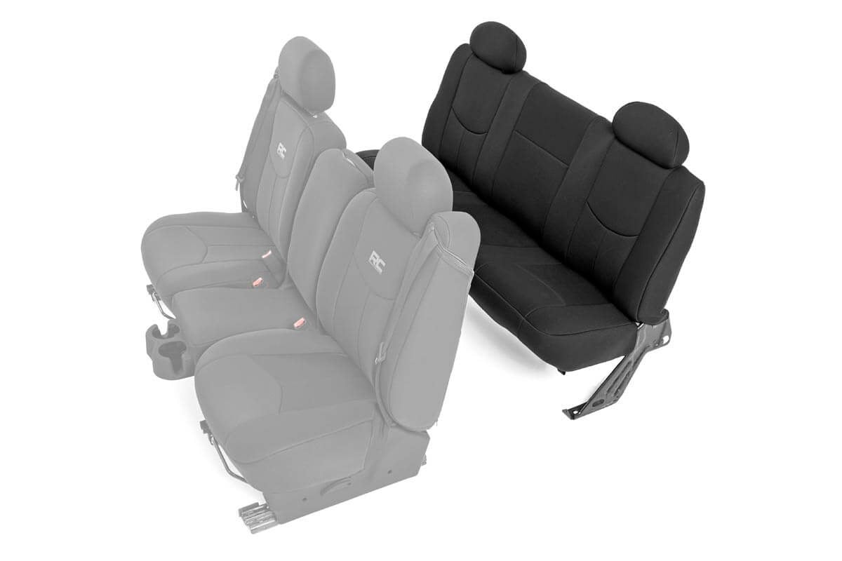 Rough Country 91014 Neoprene Rear Seat Cover-Black | 1999-2007 GM Silverado/Sierra 1500 Ext Cab