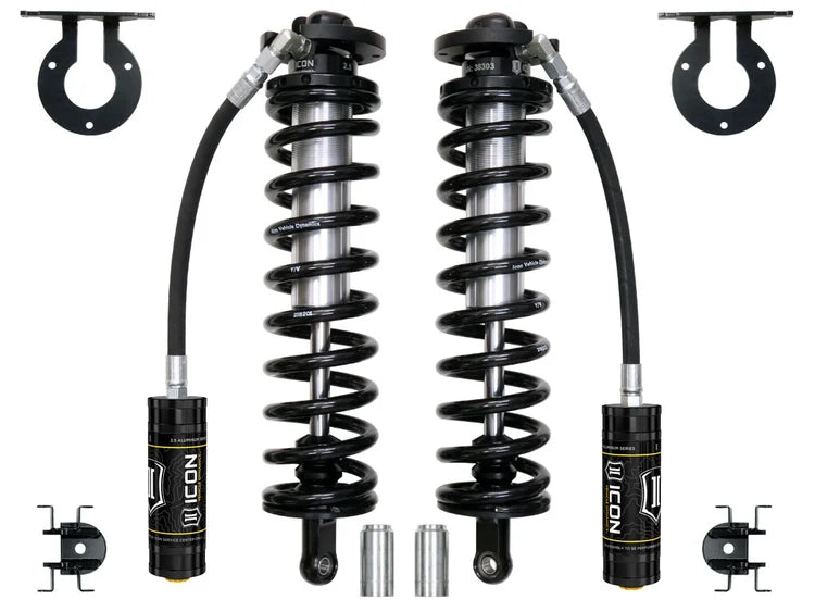 ICON 61721 2.5" V.S. Remote Reservoir Front Coilover Conversion Kit - Provides 4-5.5" Lift - (Pair) | 2005-2025 Ford F250/F350 Powerstroke 4WD