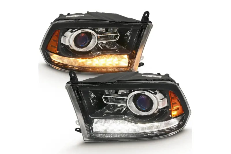 ANZO 111439 Glossy Black Amber Projector Plank-Style Switchback Headlights | 2009-2018 Dodge RAM 2500/3500 6.7L Cummins