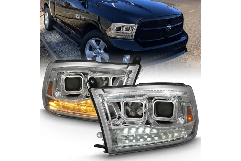 ANZO 111442 Chrome Dual Projector Switchback Headlights | 2009-2018 Ram 6.7L Cummins