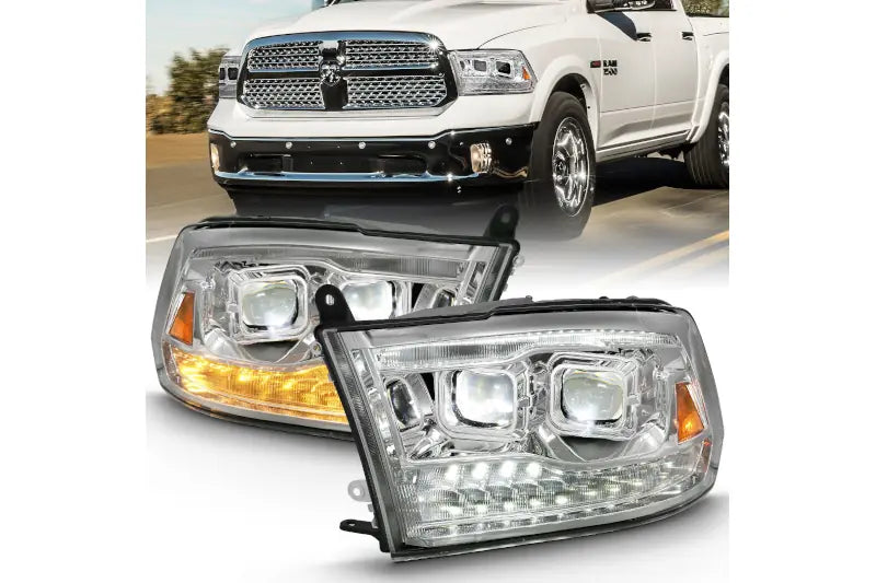 ANZO 111465 Chrome Dual LED Projector Switchback Headlights | 2009-2018 Ram 6.7L Cummins