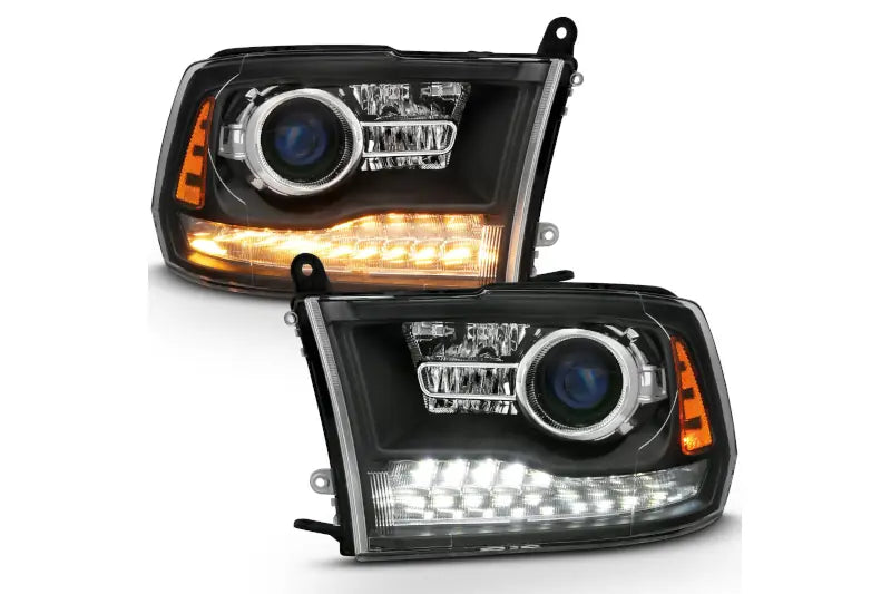 ANZO 111489 Matte Black Projector Plank-Style Switchback Headlights | 2009-2018 Dodge RAM 2500/3500 6.7L Cummins