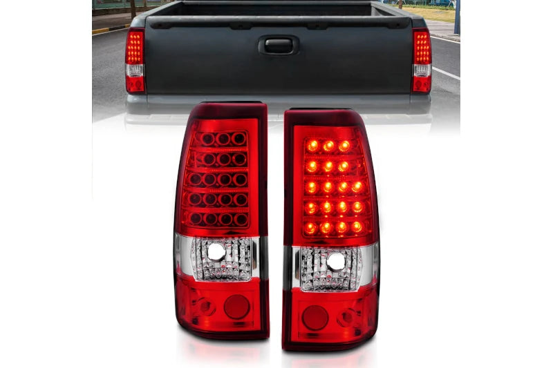 ANZO 311007 Chrome Red Classic LED Tail Lights | 2003-2007 Silverado 2500HD/3500HD