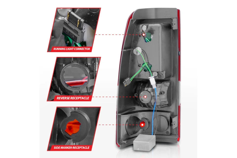 ANZO 311007 Chrome Red Classic LED Tail Lights | 2003-2007 Silverado 2500HD/3500HD