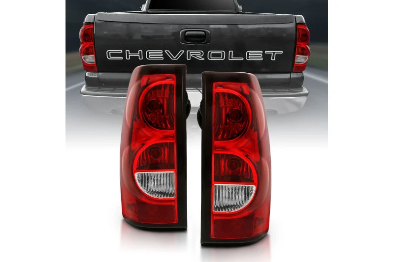 ANZO 311302 Red OE Style Tail Lights with Black Trim | 2003-2007 Silverado 2500HD/3500HD