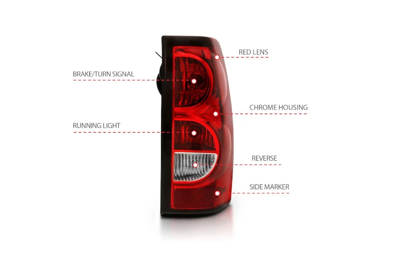 ANZO 311302 Red OE Style Tail Lights with Black Trim | 2003-2007 Silverado 2500HD/3500HD