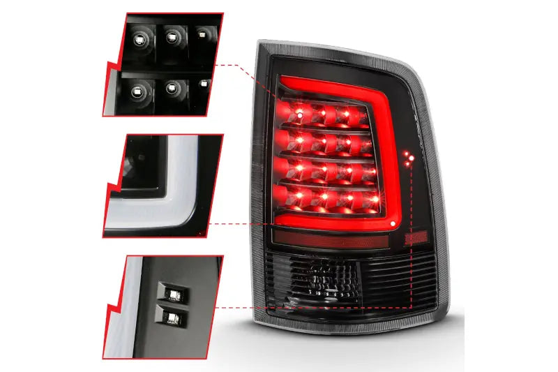 ANZO 311318 Black C Bar LED Tail Lights | 2009-2018 Ram 6.7L Cummins