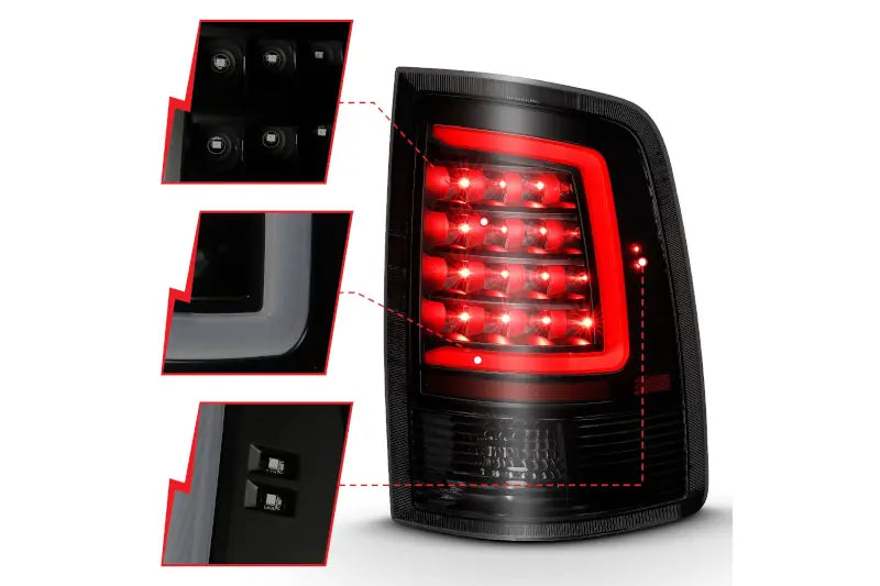 ANZO 311319 Black Smoke Lens C Bar LED Tail Lights | 2009-2018 Ram 6.7L Cummins