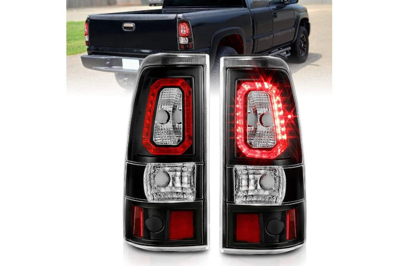 ANZO 311327 Black Clear Bar Style LED Tail Lights | 2003-2007 Silverado 2500HD/3500HD
