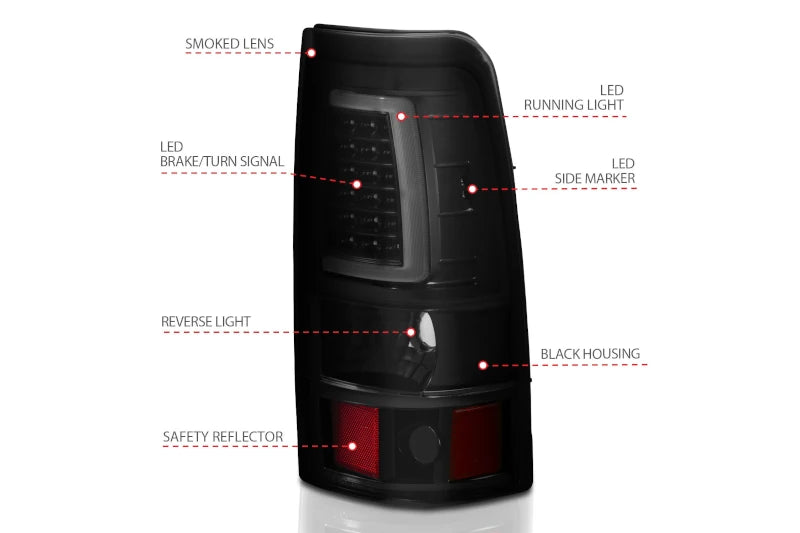 ANZO 311334 Black Smoke Plank Style LED Tail Lights | 2003-2007 Silverado 2500HD/3500HD