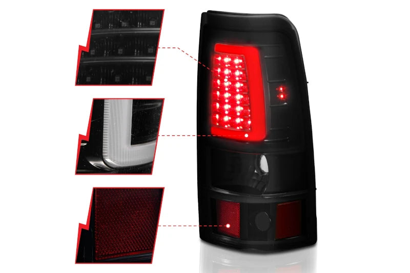 ANZO 311334 Black Smoke Plank Style LED Tail Lights | 2003-2007 Silverado 2500HD/3500HD