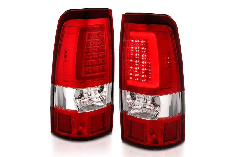 ANZO 311335 Chrome Red Plank Style LED Tail Lights | 2003-2007 Silverado 2500HD/3500HD